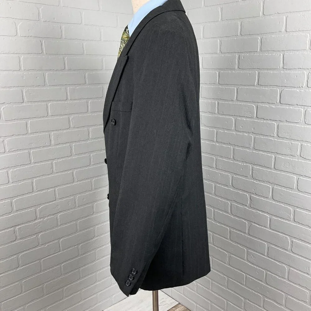 Bert Pulitzer Blazer Men‎ 44R Gray Double Breasted Classic Career Wool VTG